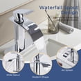 thumbnail image 6 of TVOFEK Waterfall Bathroom Faucet 1 or 3 Hole, Chrome Single Handle Bathroom Sink Faucets with Metal Pop up Drain and Deck Plate for Vanity Basin RV Lavatory, 6 of 13