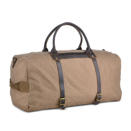 Gootium Unisex Vintage Canvas Leather Travel Duffel Bag Weekend Bag Sports Gym Bags,