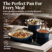 Gotham Steel Hammered 20 Pc Ceramic Cookware Set Nonstick, Induction Pots and Pans Set, Non Toxic Cookware Sets, Oven & Dishwasher Safe, Navy/Gold