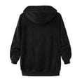 thumbnail image 4 of Womens Plus Size Fuzzy Fleece Jacket Winter Full Zip Plush Hooded Cardigan Coats Soft Oversized Shaggy Warm Outerwear Clearance On Sale Black XXXXL, 4 of 5