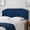 Blue, variant on Upholstered Headboard Adjustable Height Queen/King Headboard Cream Velvet Tufted Modern Vertical Channel Design with Stepped Silhouette Top Edge(Blue King)