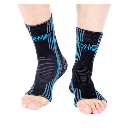Doc Miller Premium Ankle Brace Compression Support Sleeve Socks for Swollen Foot Plantar Fasciitis Achilles Tendonitis, Use as Injury Support Recovery Eases Pain Swelling 1 PAIR