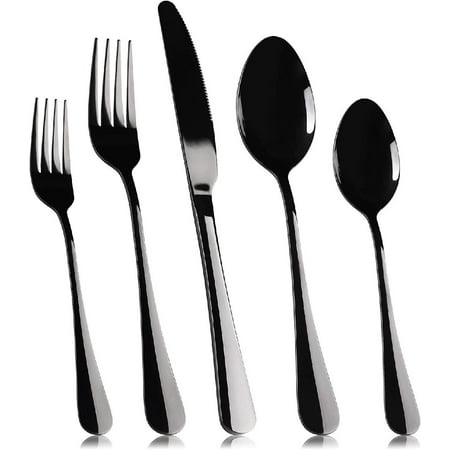 

Black Silverware Set for 4 20-Pieces Spoons and Forks Knives Set Flatware Set Stainless Steel Tableware Cutlery Utensils Set Great for Family Gatherings & Daily Use
