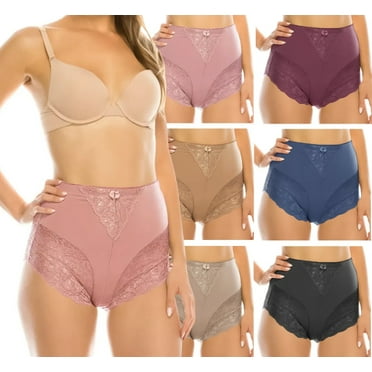 Women's 12 Pack Lace Detailing Hi-Waisted Microfiber Shaping Briefs (L)