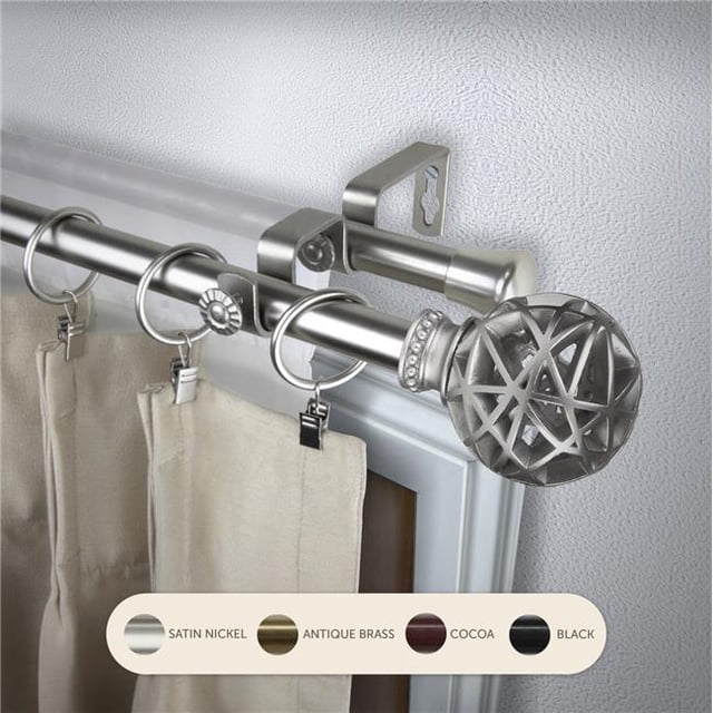Central Design 4788-485 Tringle à Rideaux Double Arabella de 0,8125 Po avec Rallonge de 48 à 84 Po, Nickel Satiné