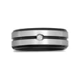 thumbnail image 4 of Men's Stainless Steel 8MM Diamond Accent Two-Tone Grooved Wedding Band - Mens Ring, 4 of 5