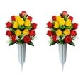 thumbnail image 5 of Ovzne Peacock Roses Artificial Flower Bouquet for Cemetery Holiday Memorial Decoration, 5 of 6