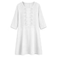thumbnail image 5 of SETOOFF Women Round Neck 3/4 Sleeve Embroidered Shift Dress Loose A Line Short Dress with Side Pockets Casual Summer Beach Travel Weekend Shopping Outdoor Vacation Daily Outfits, 5 of 6