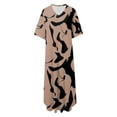 thumbnail image 4 of DHFJKG Summer Dresses Women Beach Long Dress Short Sleeve V Neck Flowy A Line Comfortable Tunic Boho Vacation Clothes Versatile Dresses, 4 of 5