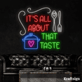 thumbnail image 2 of Craftnamesign It's All about That Taste Neon Sign, Kitchen Art, Chef Gifts, 2 of 4