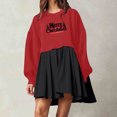 thumbnail image 2 of Pisexur Robes de Noël pour Femmes Mode Imprimé Noël Robes de Vacances Décontractées Col Rond Manches Longues Robe Fluide à Étages Mini Robe de Fête, 2 of 4