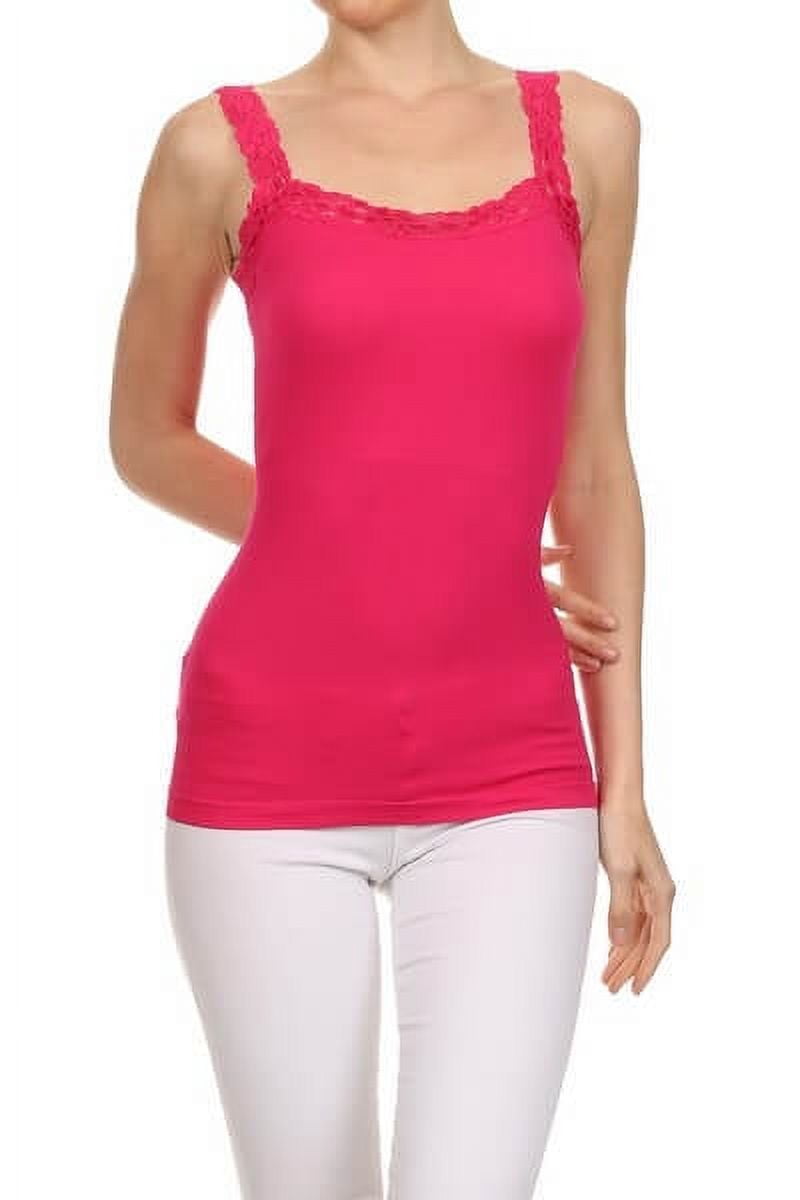 Women's Lace Detail Trim Cami Top - RASPBERRY - Walmart.com