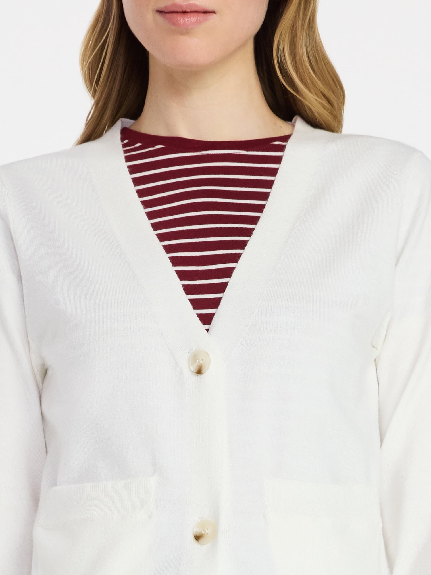 Time and Tru Women's V-Neck Cardigan Sweater, Lightweight, Sizes XS-XXXL