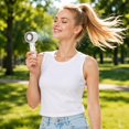 thumbnail image 4 of Handheld High Speed Portable Fan Rechargeable Usb Cooling Personal Fan with Desktop Stand 3 Speed Settings for Outdoor Travel Home Office Use White 1 Pack, 4 of 7
