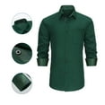 thumbnail image 3 of Green Dress Shirts for Men Casual Long Sleeve Inner Contrast Button Up Shirt Formal Business XL, 3 of 8