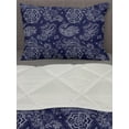 thumbnail image 3 of Batik Comforter & Sham Bedding Set, Monochrome Paisley Leaves with Flower Petals and Branches Flourish Oriental Motifs, 3 pcs Duvet Set Microfiber Filling Quilt, 5 Sizes, Indigo White, by Ambesonne, 3 of 4