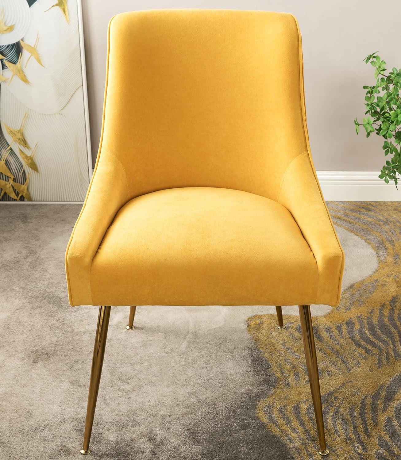 US Pride Furniture Luxury Velvet Chair Soft Upholstery Comfortable Seating for Dining Room Kitchen or Office, Mustard Yellow