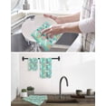 thumbnail image 5 of Easter Bunny Eggs Kitchen Dish Towels for Drying Dishes Set of 2, Spring Leaves Daisy Flowers Green Stripes Waffle Weave Microfiber Hand Tea Bathroom Towels Quick Dry & Absorbent Towel 12x12, 5 of 7