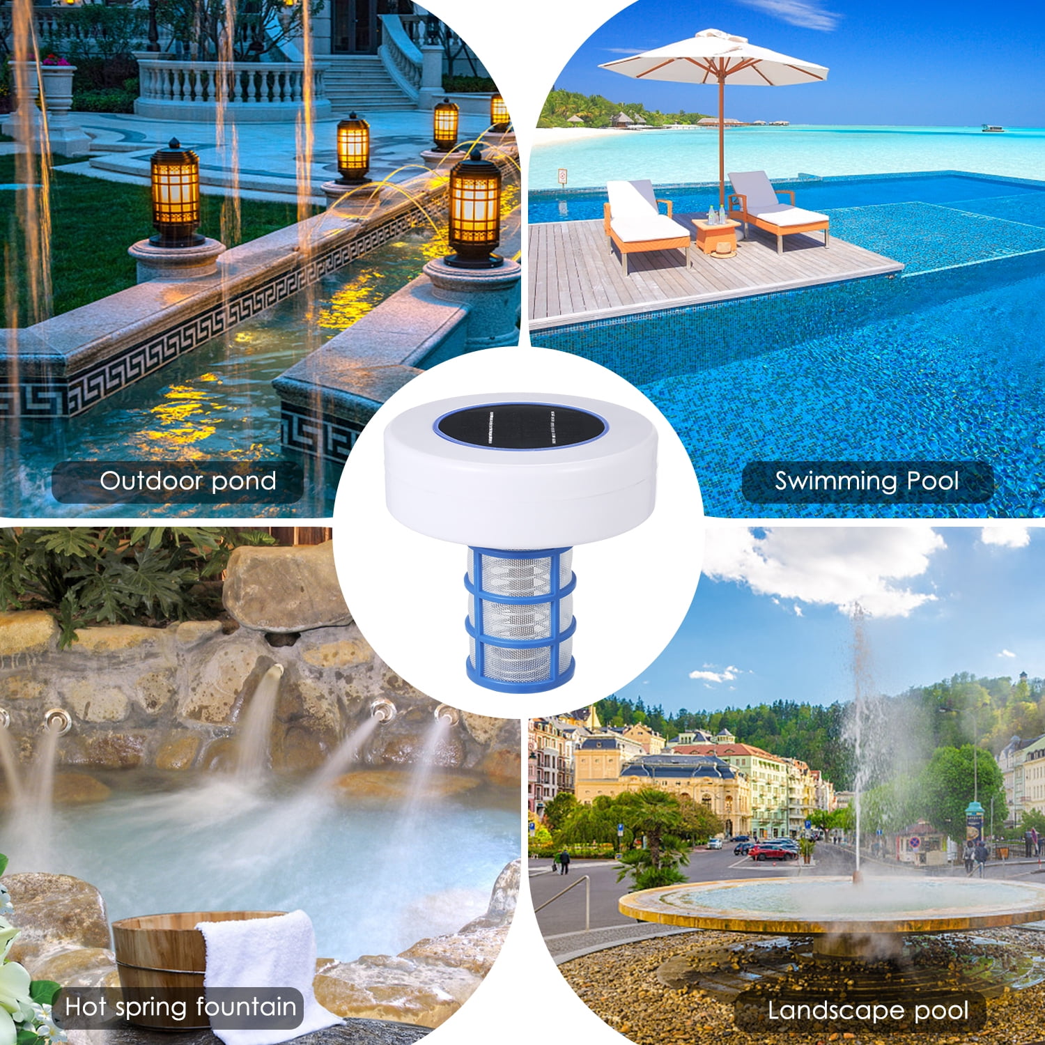 Andoer Solar Power Swimming Pool Solar Pool-Ionizer Swimming Pool Algae Inhibition Chlorine-Free Processor