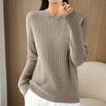 thumbnail image 2 of GigrtiJin Women's Knitted Sweater Casual Long-Sleeved Crew-Neck Solid Color Sweater Top Casual Loose Comfy Sweaters, 2 of 3