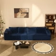 thumbnail image 4 of BIGSYY 137" Modular Sleeper Sofa for Adults - Memory Foam, Extra-Deep Seats, Corduroy Fabric, Blue (2 Packages), 4 of 9