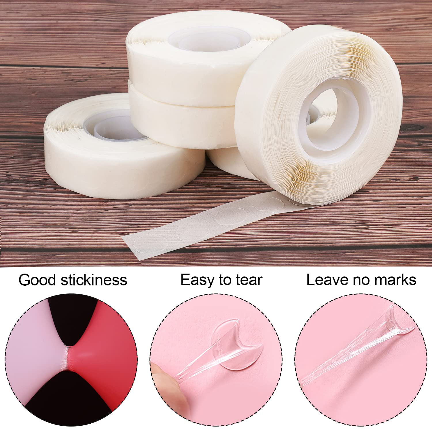 GCOA Balloon Glue Point 2500 Pcs (25 Rolls) Balloon Tape Strip of Glue Craft Removable Adhesive Dots Double Sided Dots of Glue Tape for Scrapbook