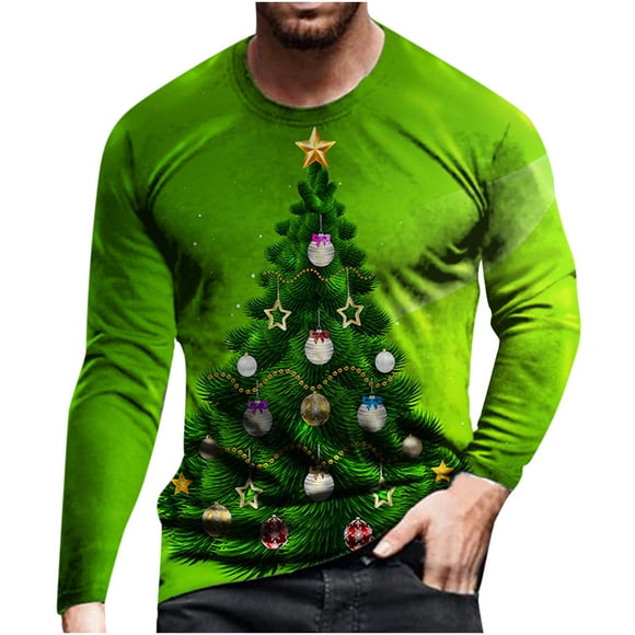 Men's Graphic T Shirts Snowman/Santa Claus 3D Print Casual Ugly Christmas Sweater Sweatshirts Crewneck Pullovers