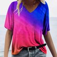 thumbnail image 5 of T-shirt Ample Décontracté à Col en V à Manches Courtes pour Femmes avec Imprimé, 5 of 5
