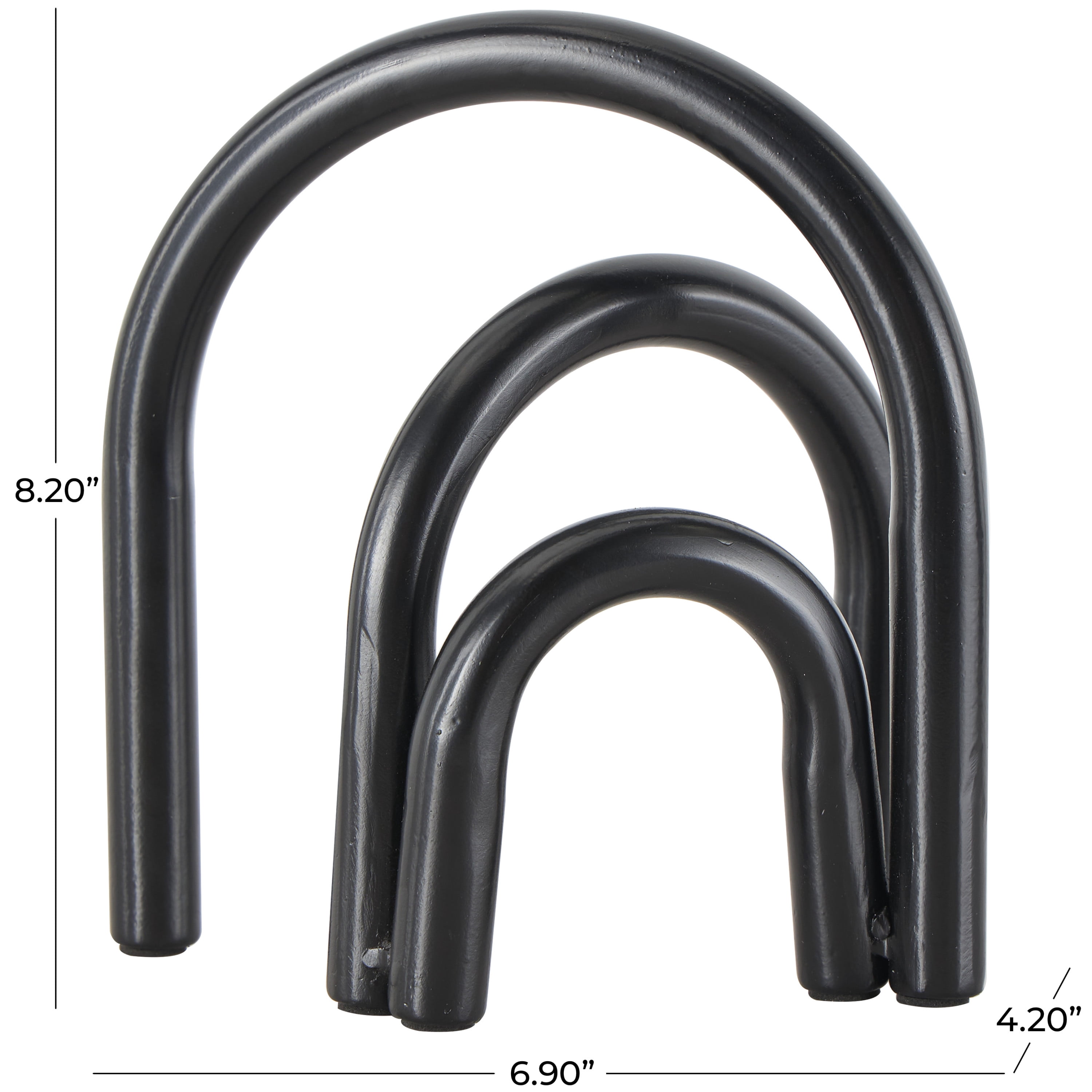 7" x 8" Black Metal Overlapping Arch Geometric Sculpture, by DecMode