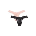thumbnail image 1 of Xmarks Women's Low Rise Thongs T Back See Through Panties Sexy Seamless V-Shape Design Lace Thongs for Women 2 Pack S-2XL, 1 of 7