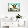 thumbnail image 4 of HFDF Sea Turtle Wall Art Kids Bathroom Wall Decor Teal Turtle Bathtub Picture Nursery Room Watercolor Funny Ocean Animal Canvas Poster Coastal Nautical Artwork Nursery Decorations 16x12inch Framed, 4 of 6