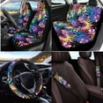 thumbnail image 2 of KUIFORTI Flower Leaves 13 PCS Car Seat Cover Set Seat Covers Steering Wheel Cover Seat belt Cover Pad Keychain Chapstick Holders Cup Coasters Car Garbage Bag Rear View Mirror Cover, 2 of 7