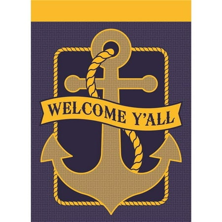 Magnolia Garden Flags M010006 13 X 18 In Anchor Welcome Y All