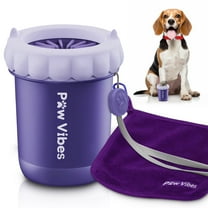Paw Vibes Dog Paw Cleaner for Small and Medium Dogs,Portable Pet Paw Washer Cup with Soft Bristles & Towel-Muddy Paw Cleaner for Small and Medium Breed Dogs-Purple