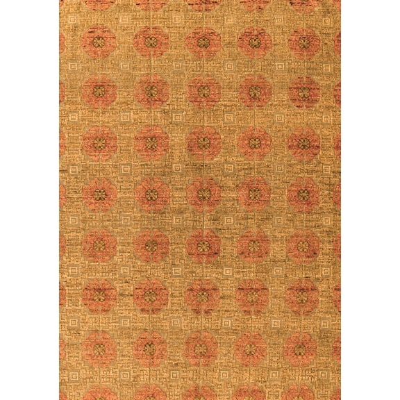 Ahgly Company Indoor Rectangle Abstract Orange Modern Area Rugs, 5' x 7'