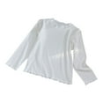 thumbnail image 3 of Hvobtty Toddler Girls T-shirts, Toddler Fall Tops, Girls' Casual Solid Color Ruffled Bottom Shirt Long Sleeved Round Neck Top/shirt White 4-6 Years, 3 of 5