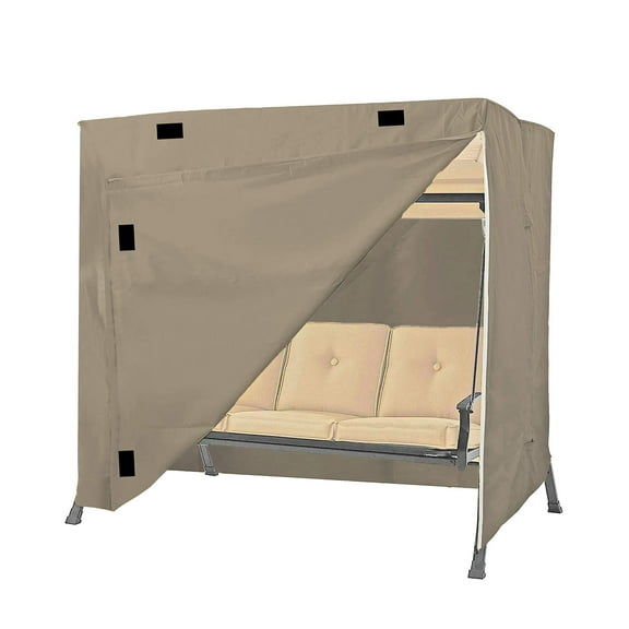 Swing Cover 12 Oz Waterproof - 100% UV & Weather Resistant Porch Swing Cover with Air Pockets and Drawstring for Snug Fit (57 D x 80 W x 72 H, Beige)