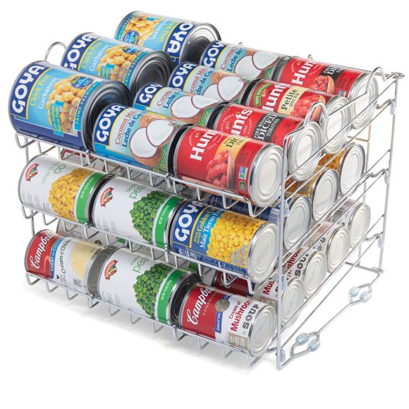 Sagler Stackable Pantry can Organizer - 3-Tier Soda can Organizer - Multifunctional chrome-Finish can Rack Organizer for Up to 36 cans - For Pantry, Kitchen cabinet, countertop, Under Sink - 17x13x13