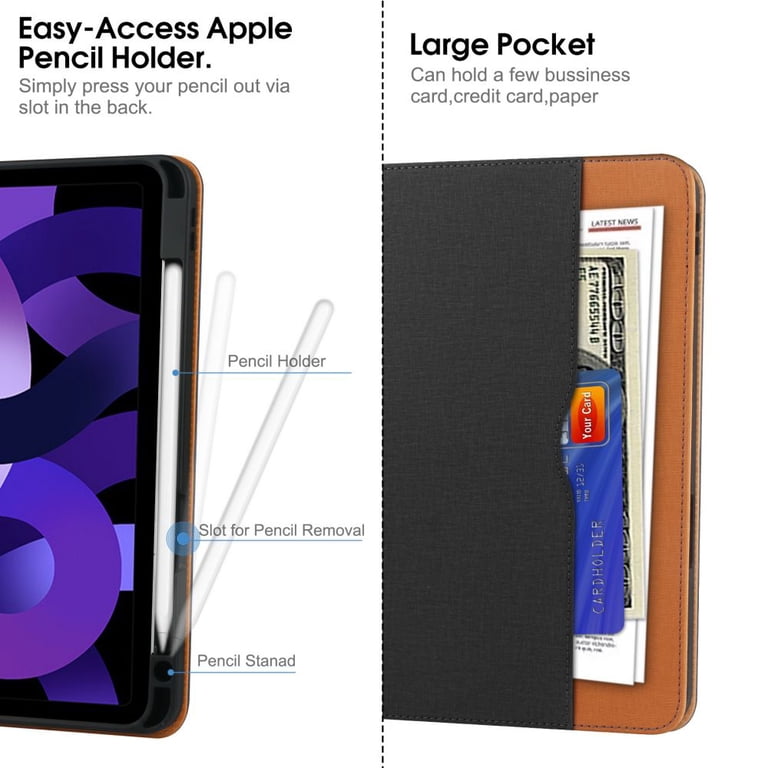 iPad Pro 12.9 Case (2022-2018), 6th-3rd Gen, Pencil Holder, Folio