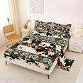 thumbnail image 2 of Manfei Boho Hippie Aztec Queen Sheets 4 Pieces,Abstract Cow Print Queen Sheet Sets,Teal Red Black,1 Flat Sheet,1 Fitted Sheet and 2 Pillowcases, 2 of 6