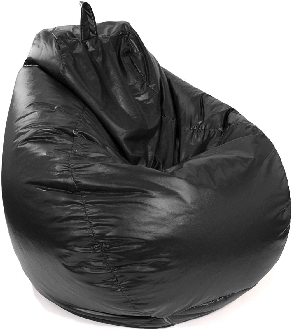 "MilcTabe Medium 112"" Black Faux Leather Vinyl Teardrop, Bean Bag
