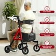 thumbnail image 3 of COSYWILL Aluminum Rollator Walker with Seat,Height Adjustable Mobility Walker with 8" Wheels,350 lb Weight Capacity,Red, 3 of 9