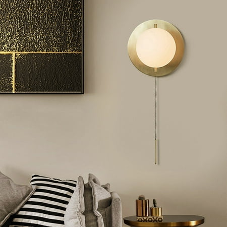 

LED Wall Light Contemporary Globe Glass Bedside Lamp Wall Sconce With Pull Chain Modern Globe Glass LED Wall Sconce Household Fixtures W/Pull Chain Max 30W