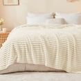 thumbnail image 5 of ROSEKIND Lightweight Breathable 300GSM 3D Striped Flannel Throw Blanket, for Sofa Couch Bed,40x60inch, 5 of 7