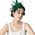 thumbnail image 2 of Tulle Mesh Headpiece,Elegant Hat Clip,Party Performance Hair Accessories,Delicate Lightweight Tulle Mesh Craft With Minimalist Decorative Design,Exquisite Hair Clip Ornament For Party,Blackish Green, 2 of 8