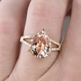 thumbnail image 5 of 11x8mm Pear Shape 4 Carat Morganite Engagement Ring Diamond Moissanite Wedding Ring 10k Rose Gold Big Stone Split Shank Claw Prongs, 5 of 9