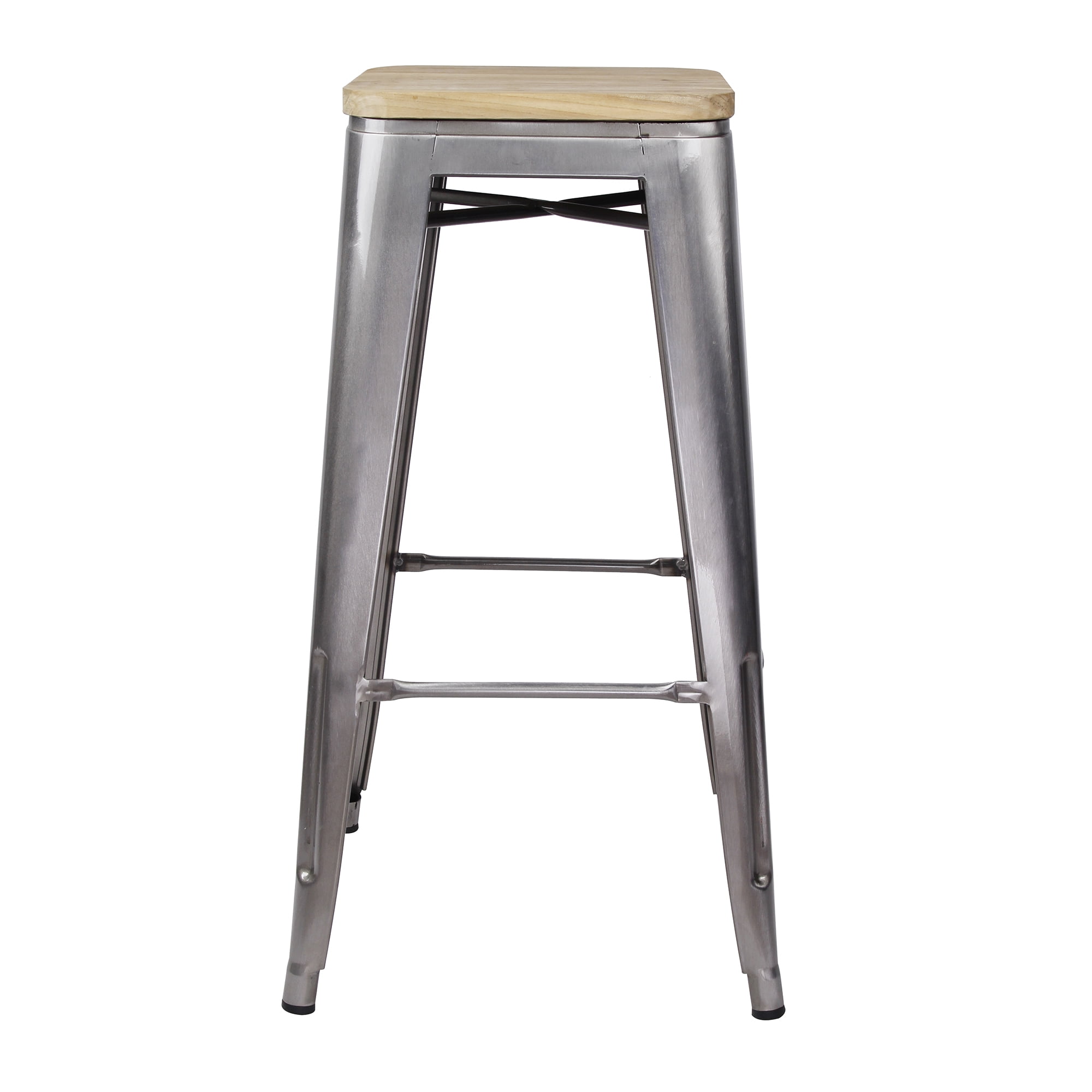 Artdeco Home Temecula 30" Backless Metal Bar Stool with Wooden Seat (Set of 2)