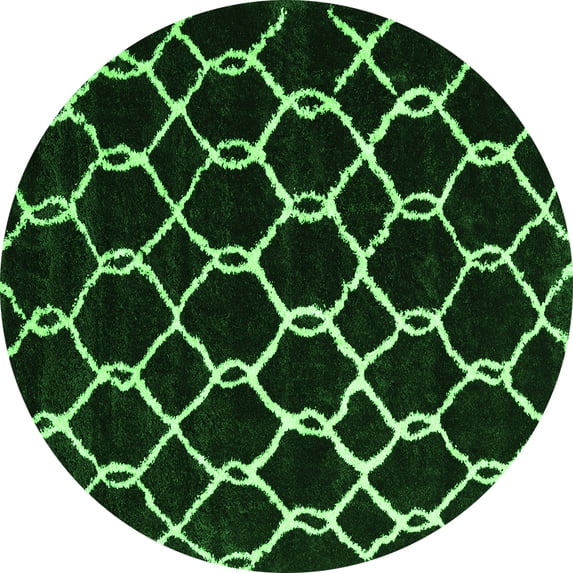 Ahgly Company Indoor Round Trellis Green Modern Area Rugs, 6' Round