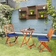 thumbnail image 3 of Gymax 3PCS Folding Patio Conversation Set Acacia Wood Bistro Set w/ Cushions, 3 of 10