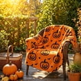thumbnail image 5 of Halloween Orange Throw Blanket 59x51 Inch with Black Pumpkin Bat Pattern,Ultra Soft Non-Shedding Lightweight Flannel for Sofa, Living Room Holiday Party Decor, 5 of 5